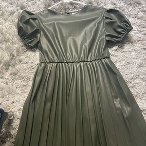 BRAND NEW ZARA LEATHER PLEATED DRESS.